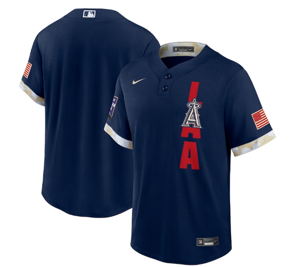 Men's Los Angeles Angels #27 Mike Trout 2021 Navy All-Star Flex Base Stitched MLB Jersey